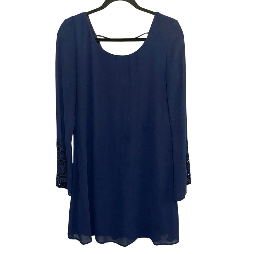 Speechless Navy Shift Dress Beaded Bell Sleeve‎ Cocktail Medium